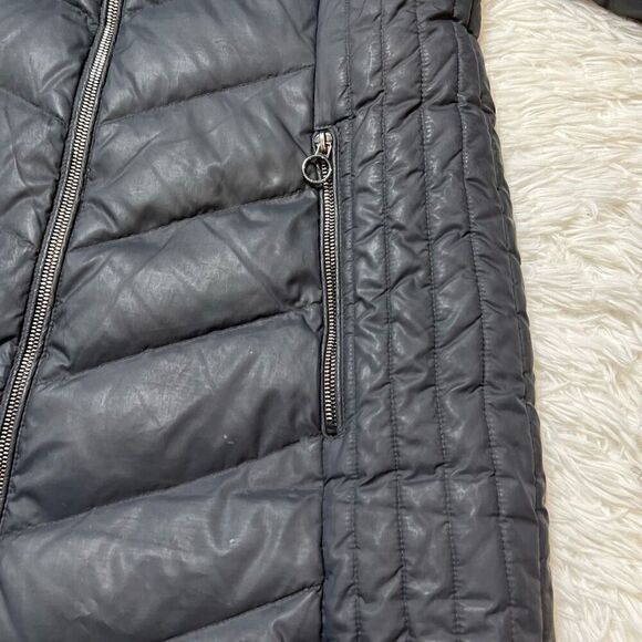 Anne Klein Womens Down Puffer Jacket Grey Size Medium Zip Up - Picture 10 of 15